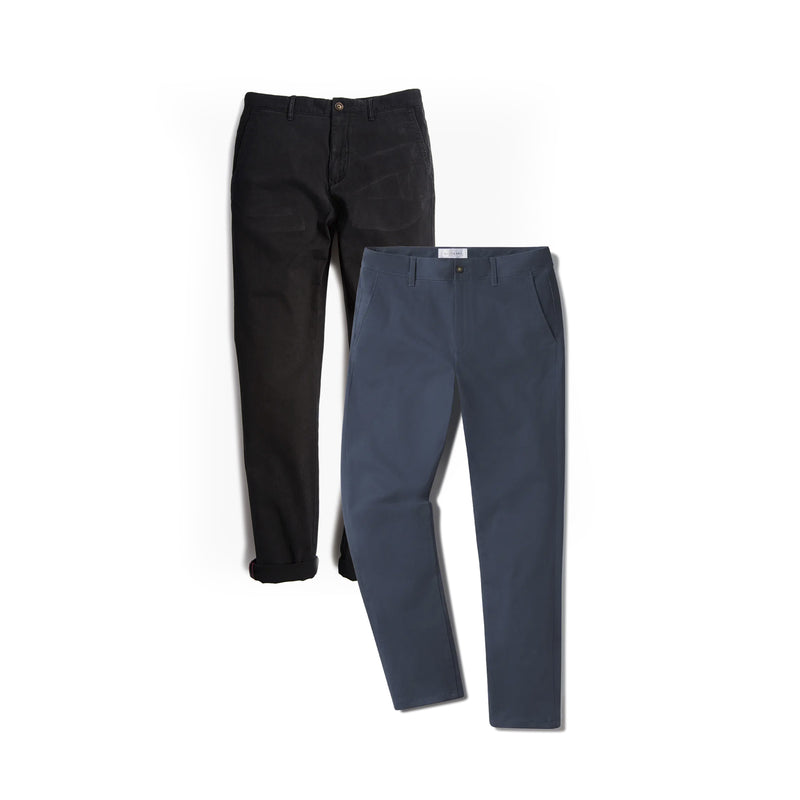 Men wearing Black/Riverside Everyday Comfort Slim Chino Pants 2-Pack pants