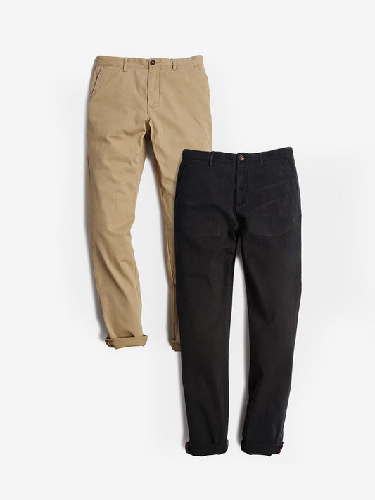 Everyday Comfort Slim Chino Pants 2-Pack Khaki/Black Slim pants