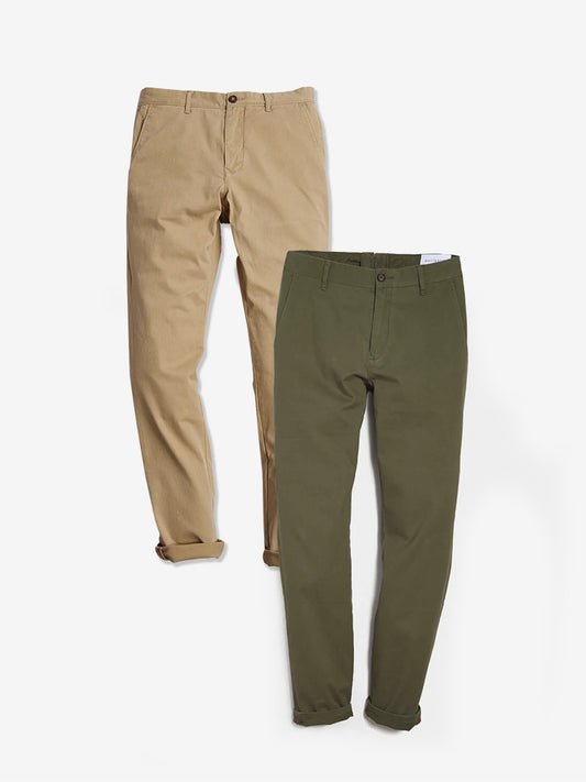Everyday Comfort Slim Chino Pants 2-Pack Khaki/Green Slim pants