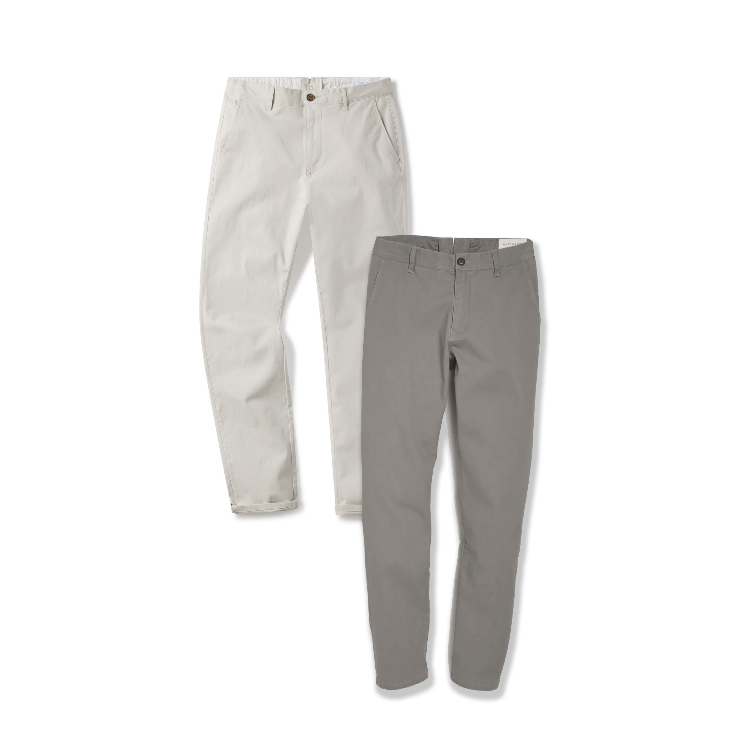 Men wearing Light Gray/Beige Everyday Comfort Slim Chino Pants 2-Pack pants