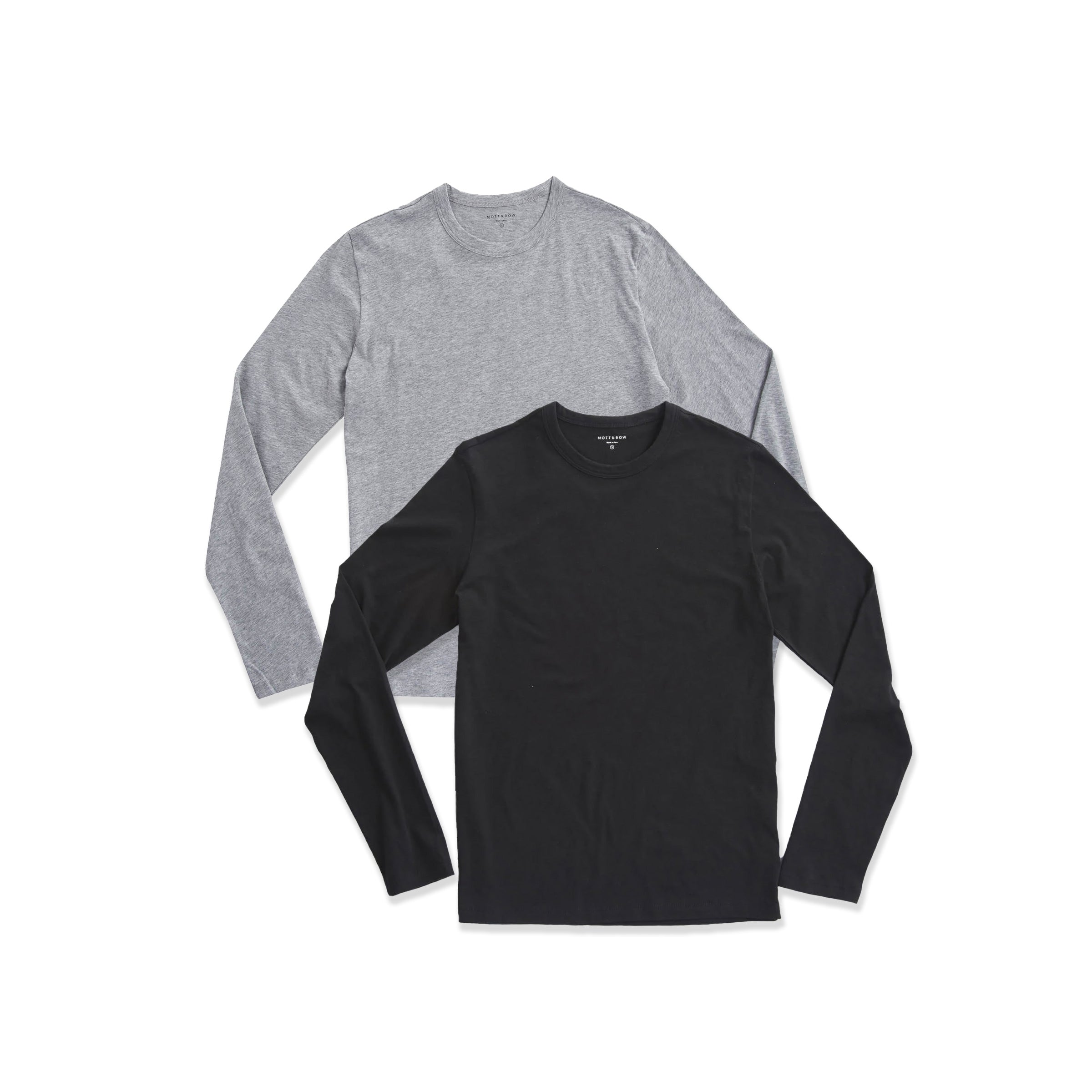 Men wearing Black/Heather Gray Long Sleeve Crew Tee Driggs 2-Pack tees