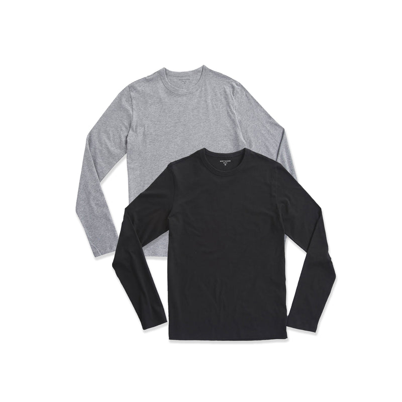 Men wearing Black/Heather Gray Long Sleeve Crew Tee Driggs 2-Pack tees