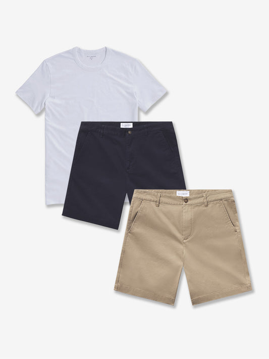 Bundle 18: 2 pair of Stretch Shorts + 1 Driggs Tee  Straight jeans