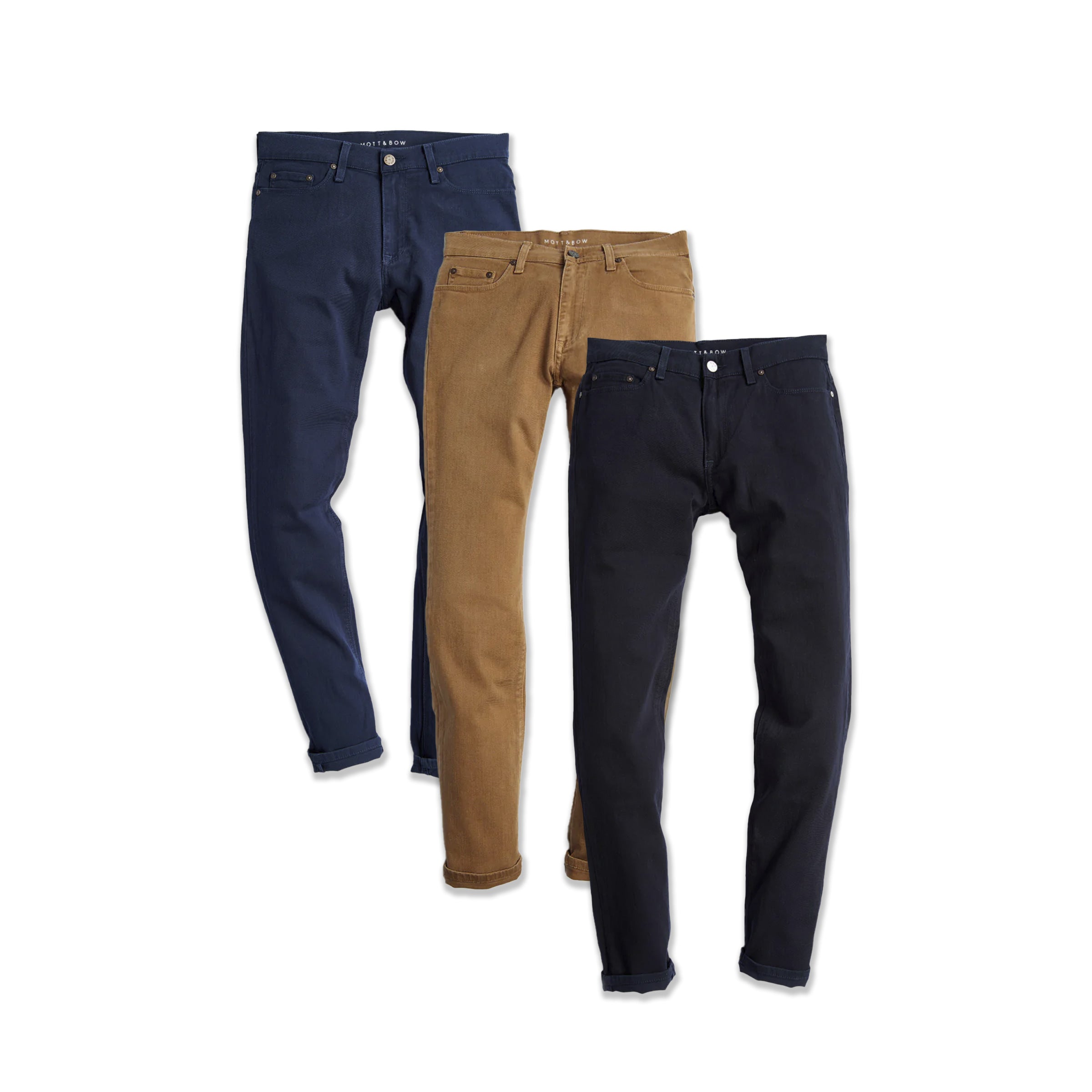 Men wearing Khaki/Blue/Navy Slim Mercer Jeans 3-Pack jeans