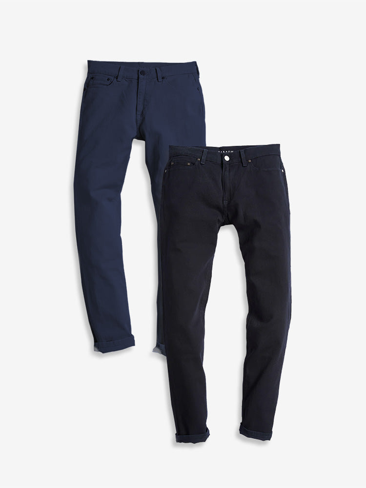 Men wearing Blue/Navy Slim Mercer Jeans 2-Pack