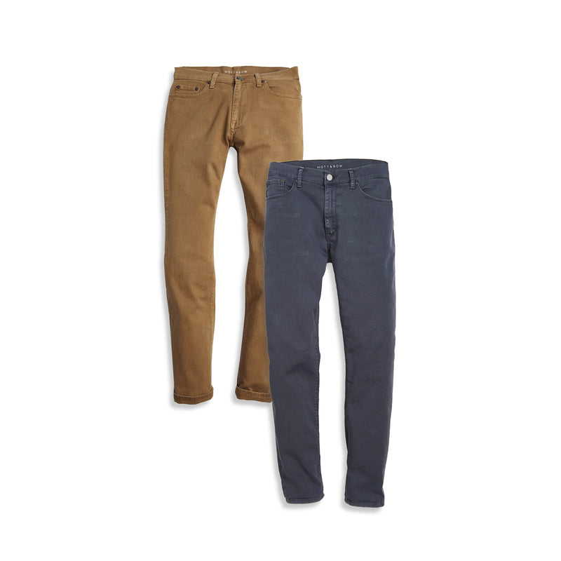 Men wearing Khaki/Slate Slim Mercer Jeans 2-Pack jeans