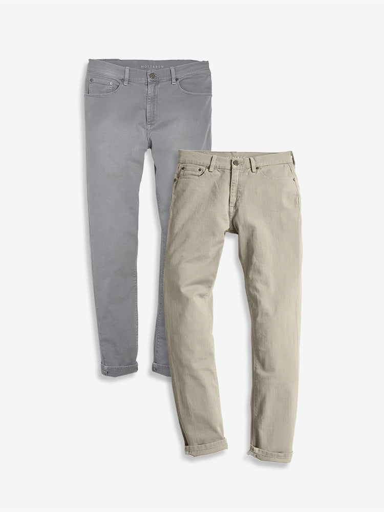 Men wearing Light Gray/Light Khaki Slim Mercer Jeans 2-Pack