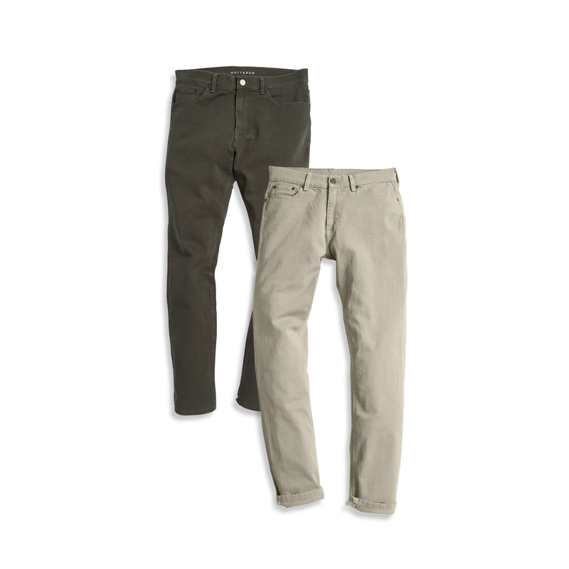 Men wearing Light Khaki/Military Green Straight Mercer Jeans 2-Pack jeans