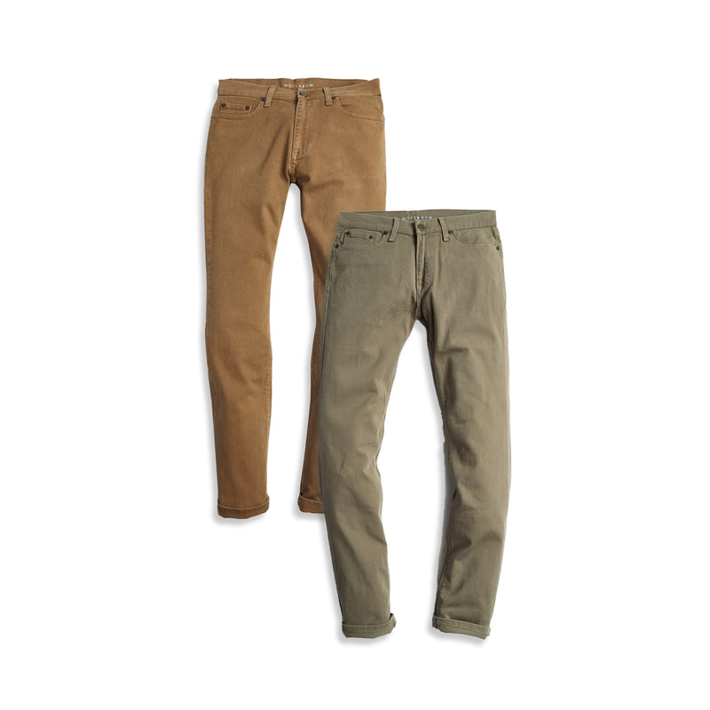 Men wearing Olive/Khaki Skinny Mercer Jeans 2-Pack jeans