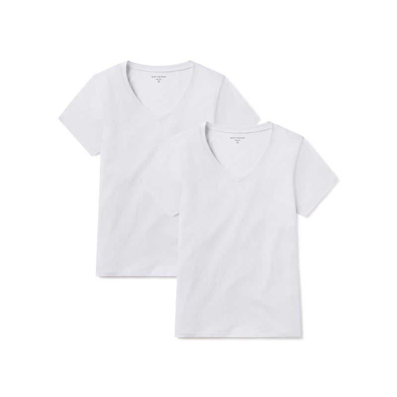 Women wearing White Relaxed V-Neck Marcy Tee 2-Pack tees