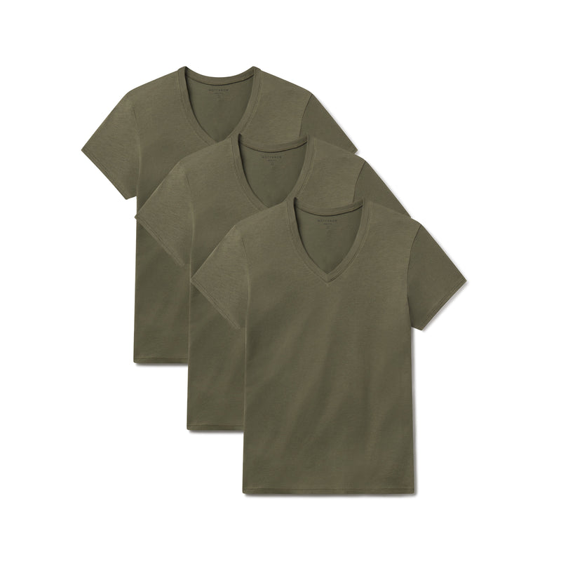 Women wearing Military Green Relaxed V-Neck Marcy Tee 3-Pack tees