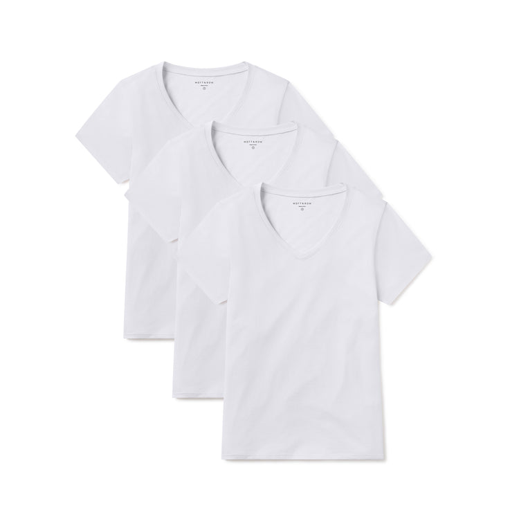 Women wearing White Relaxed V-Neck Marcy Tee 3-Pack