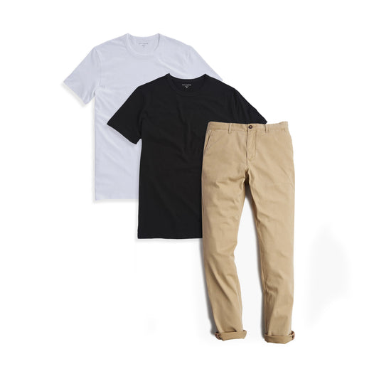 Bundle 04: 1 pair of Chinos + 2 Driggs Tees  best_mens_outfits_for_summer 