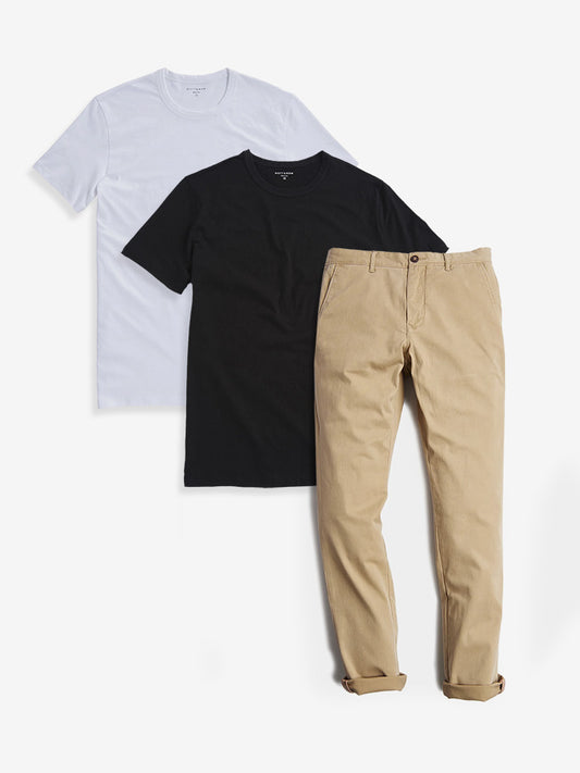 Bundle 04: 1 pair of Chinos + 2 Driggs Tees  best_mens_outfits_for_summer 