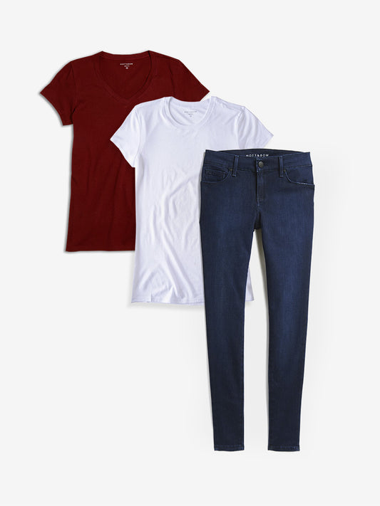 Bundle 02: 2 Marcy Tees + 1 pair of Jeans  The Mom Jean jeans