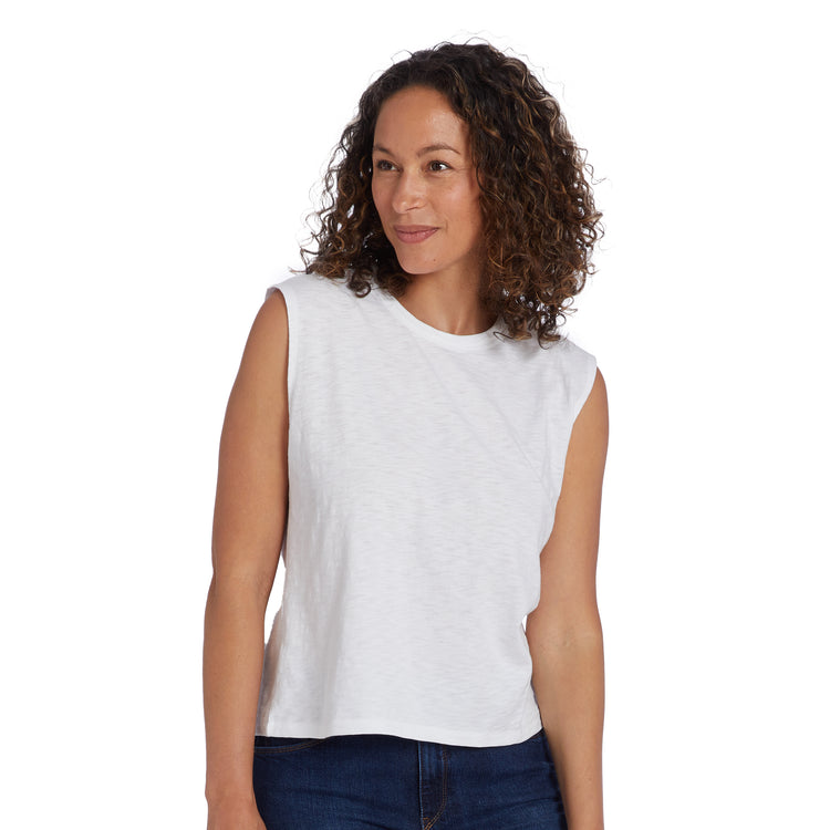 Women wearing Blanc Relaxed Slub Tank