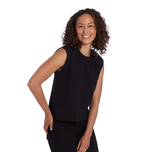 Relaxed Slub Tank Black Tank tees