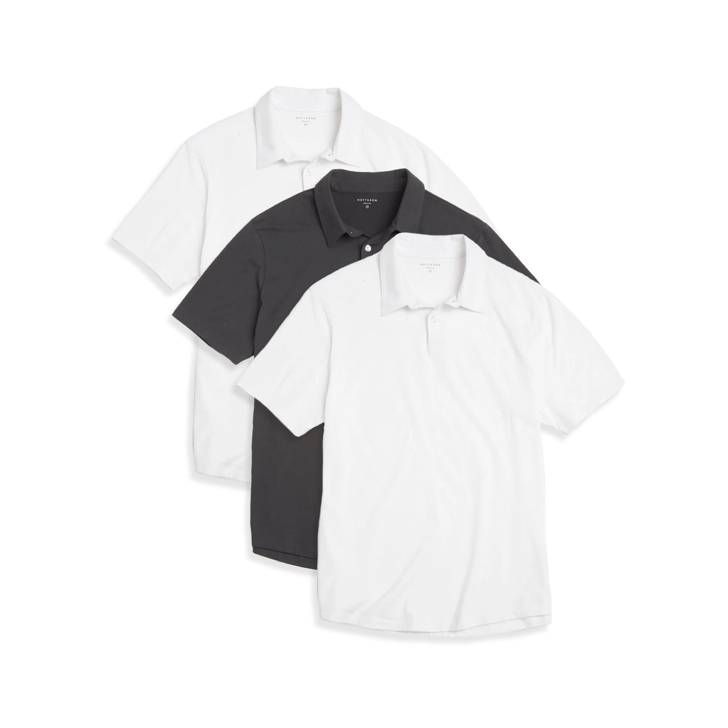 Men wearing White/White/Dark Gray Jersey Sueded Polo 3-Pack tees