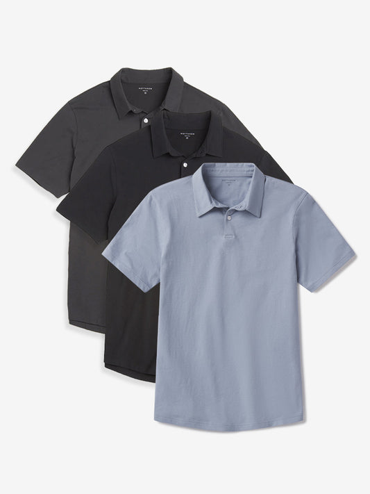 Jersey Sueded Polo 3-Pack Black/Dark Gray/California Blue bdl3_men_polo_shirt tees