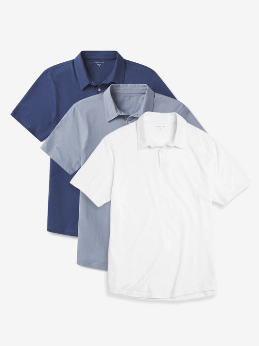 Jersey Sueded Polo 3-Pack White/California Blue/Baltic Blue bdl3_men_polo_shirt tees