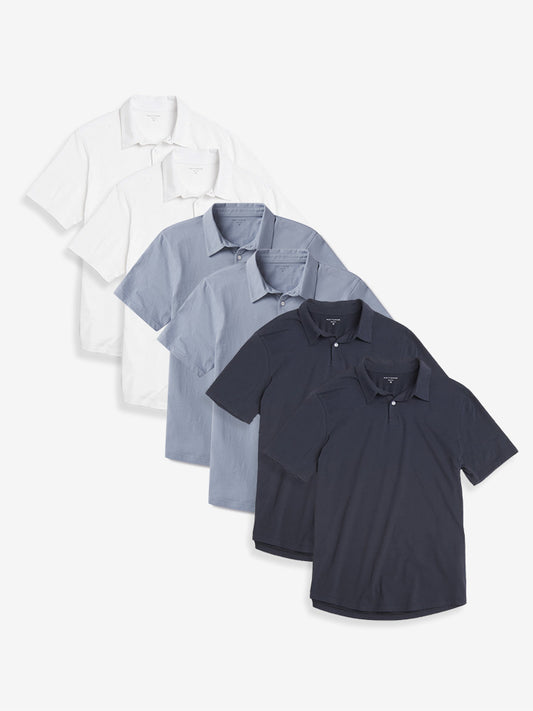 Jersey Sueded Polo 6-Pack White/California Blue/Navy bdl6_men_polo_shirt tees