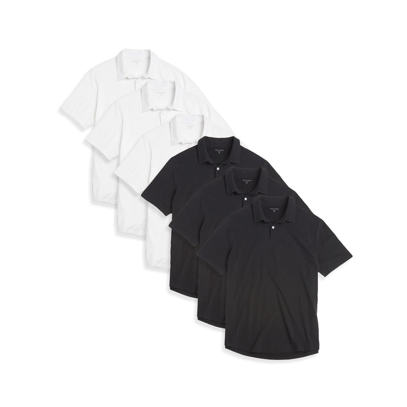 Men wearing White/Black Jersey Sueded Polo 6-Pack tees