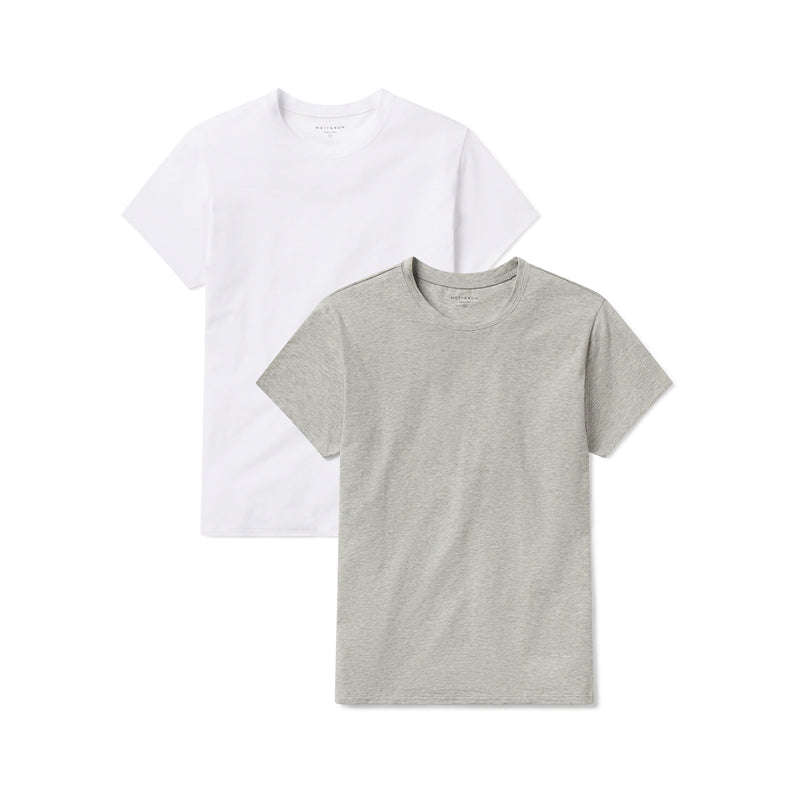 Women wearing Heather Gray/White Relaxed Crew Marcy Tee 2-Pack tees