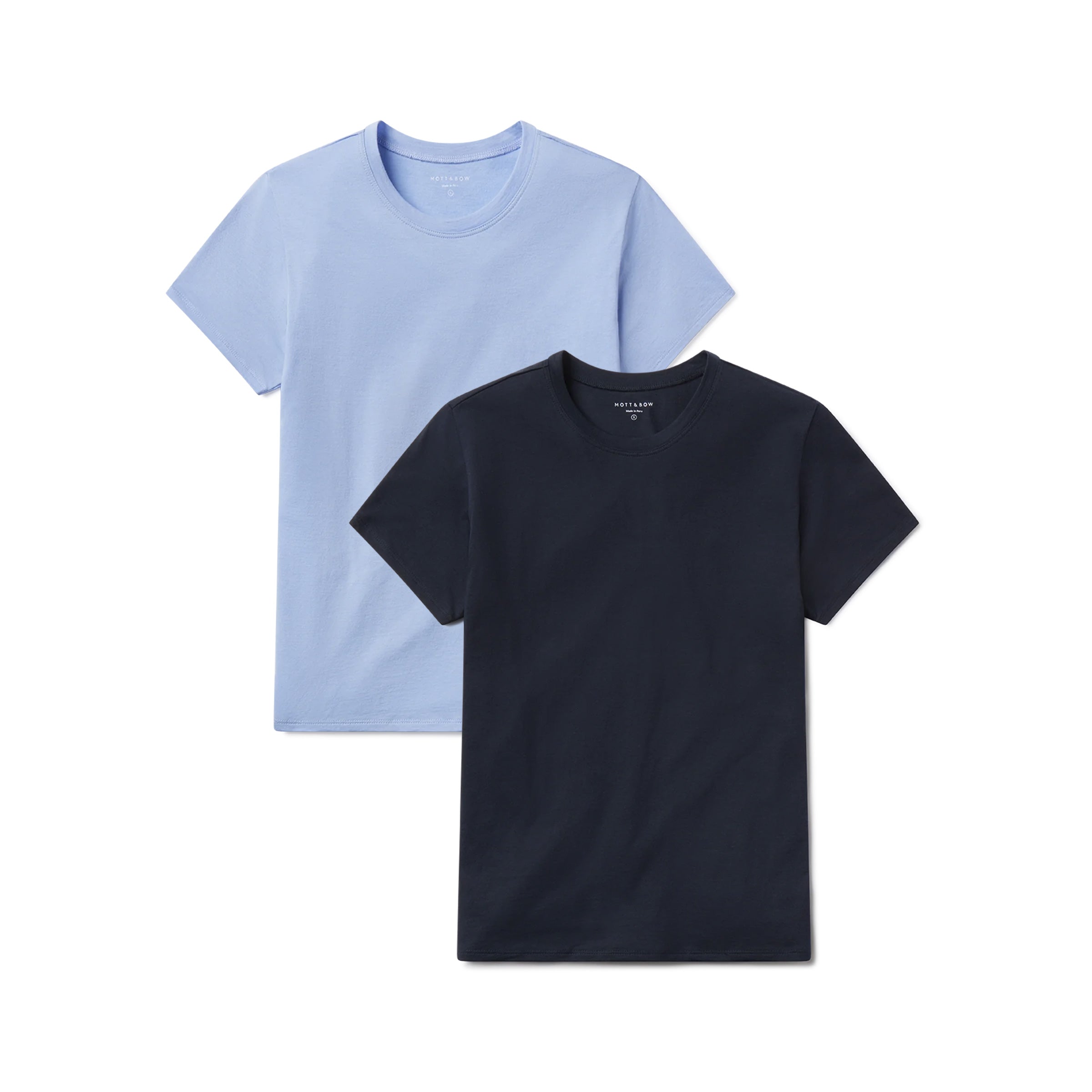 Women wearing Navy/Hydrangea Relaxed Crew Marcy Tee 2-Pack tees