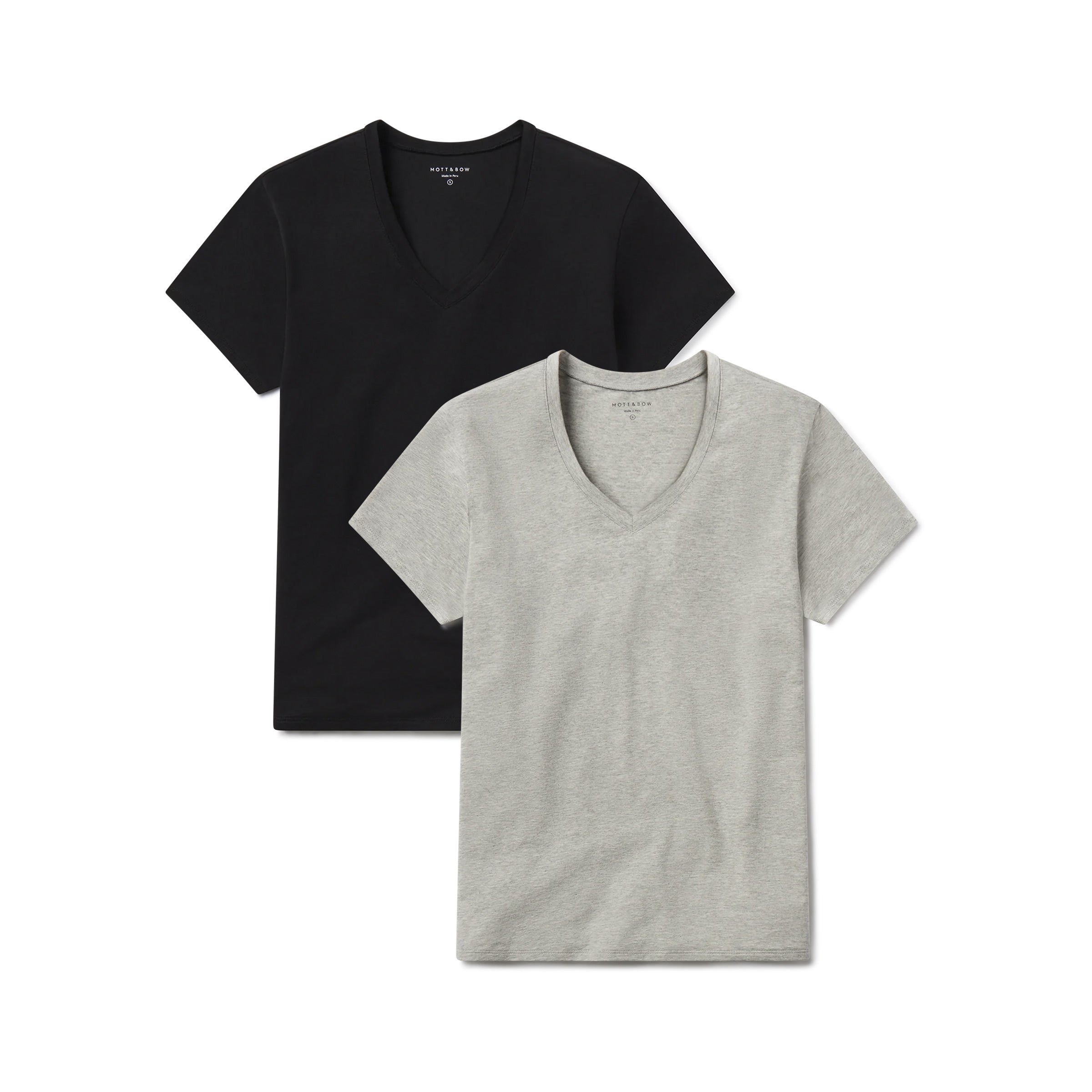 Women wearing Black/Heather Gray Relaxed V-Neck Marcy Tee 2-Pack tees