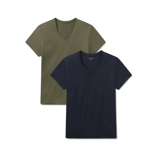 Relaxed V-Neck Marcy Tee 2-Pack Navy/Military Green bdl2_relaxed_marcy_vneck tees