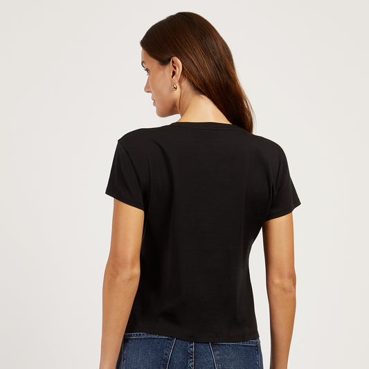 Everyday Cotton Relaxed V-Neck Tee Black V-Neck tees