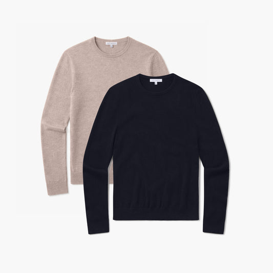 Classic Cashmere Crew Bergen Sweater 2-Pack Navy/Camel Heather Crew sweaters