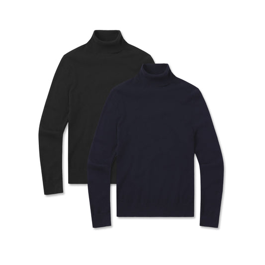 Cashmere Turtleneck Willow Sweater 2-Pack Black/Navy Crew sweaters