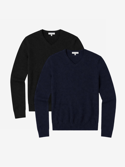 Classic Cashmere V-Neck Bergen Sweater 2-Pack Black/Navy V-Neck sweaters
