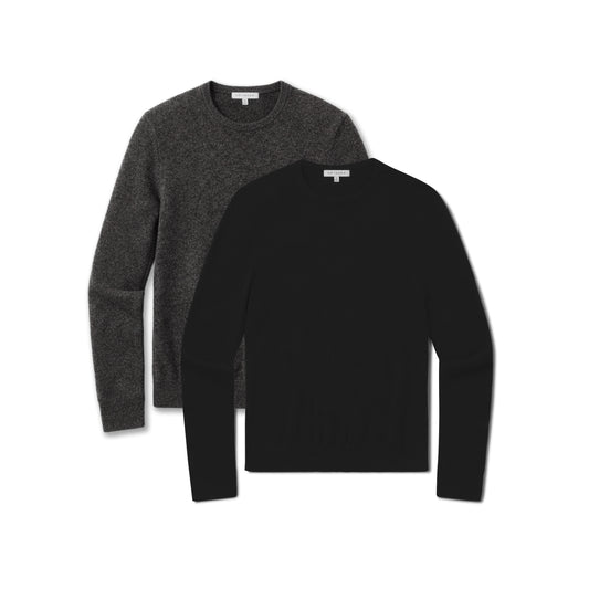 Classic Cashmere Crew Bergen Sweater 2-Pack Black/Charcoal Heather Crew sweaters