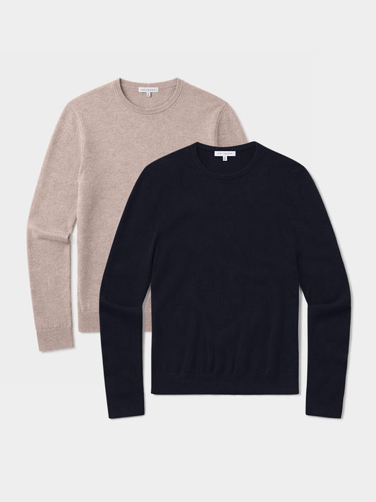 Classic Cashmere Crew Bergen Sweater 2-Pack Navy/Camel Heather Crew sweaters