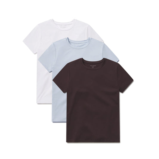 Second Skin Crew Tee 3-Pack Ice Blue/Espresso/White bdl3_women_second_skin_crew tees
