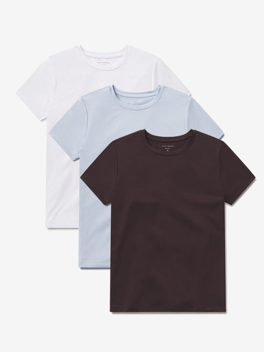 Second Skin Crew Tee 3-Pack Ice Blue/Espresso/White bdl3_women_second_skin_crew tees