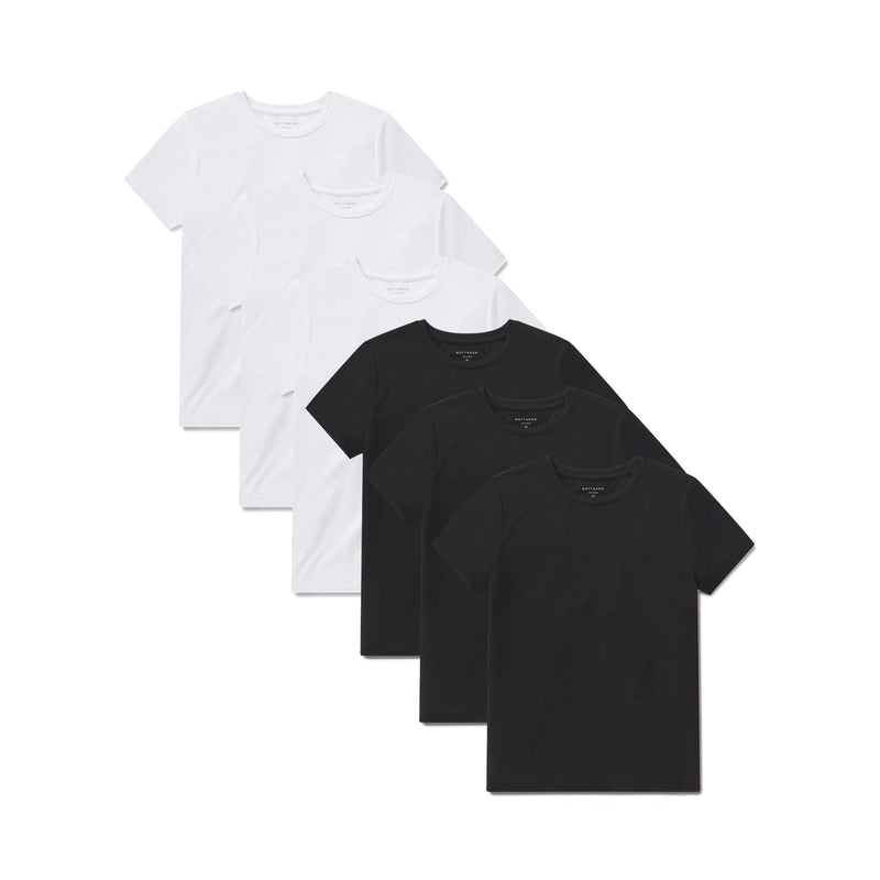 Women wearing Black/White Second Skin Crew Tee 6-Pack tees