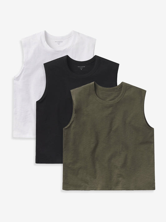 Relaxed Slub Tank 3-Pack White/Black/Military Green bdl3_women_tank_slub_tee tees