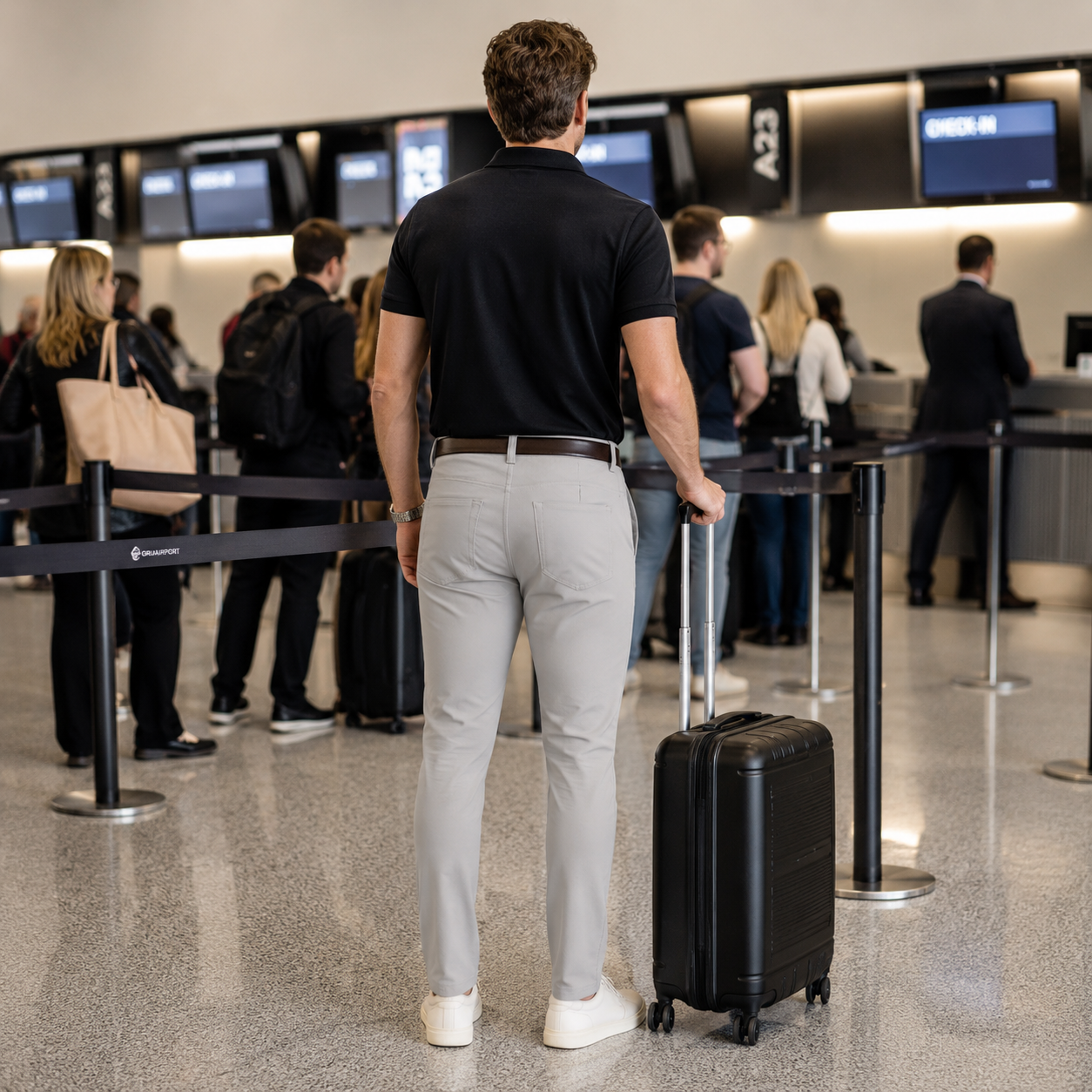 Men wearing Silver 5 Pocket Travel Pants