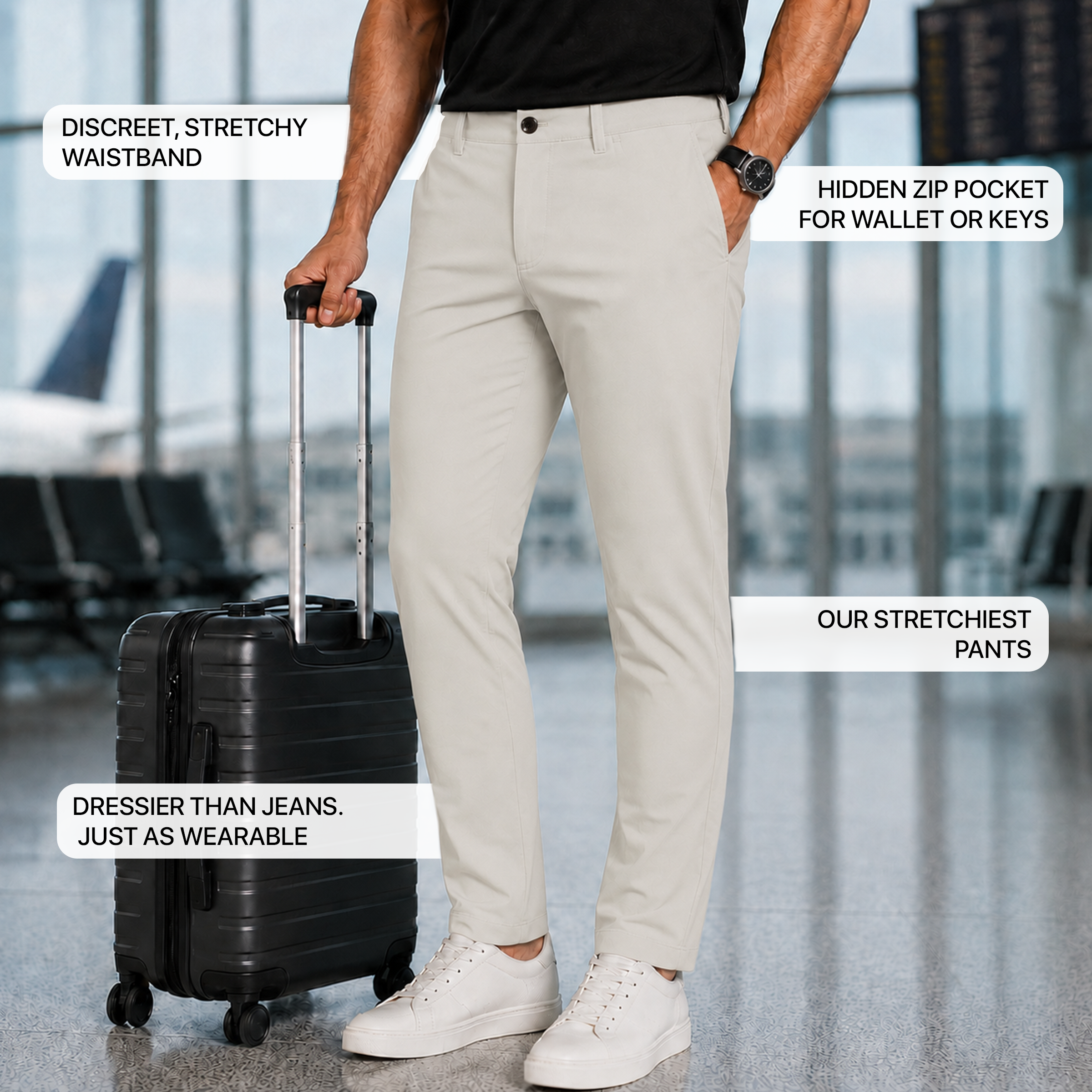 Men wearing Stone 5 Pocket Travel Pants