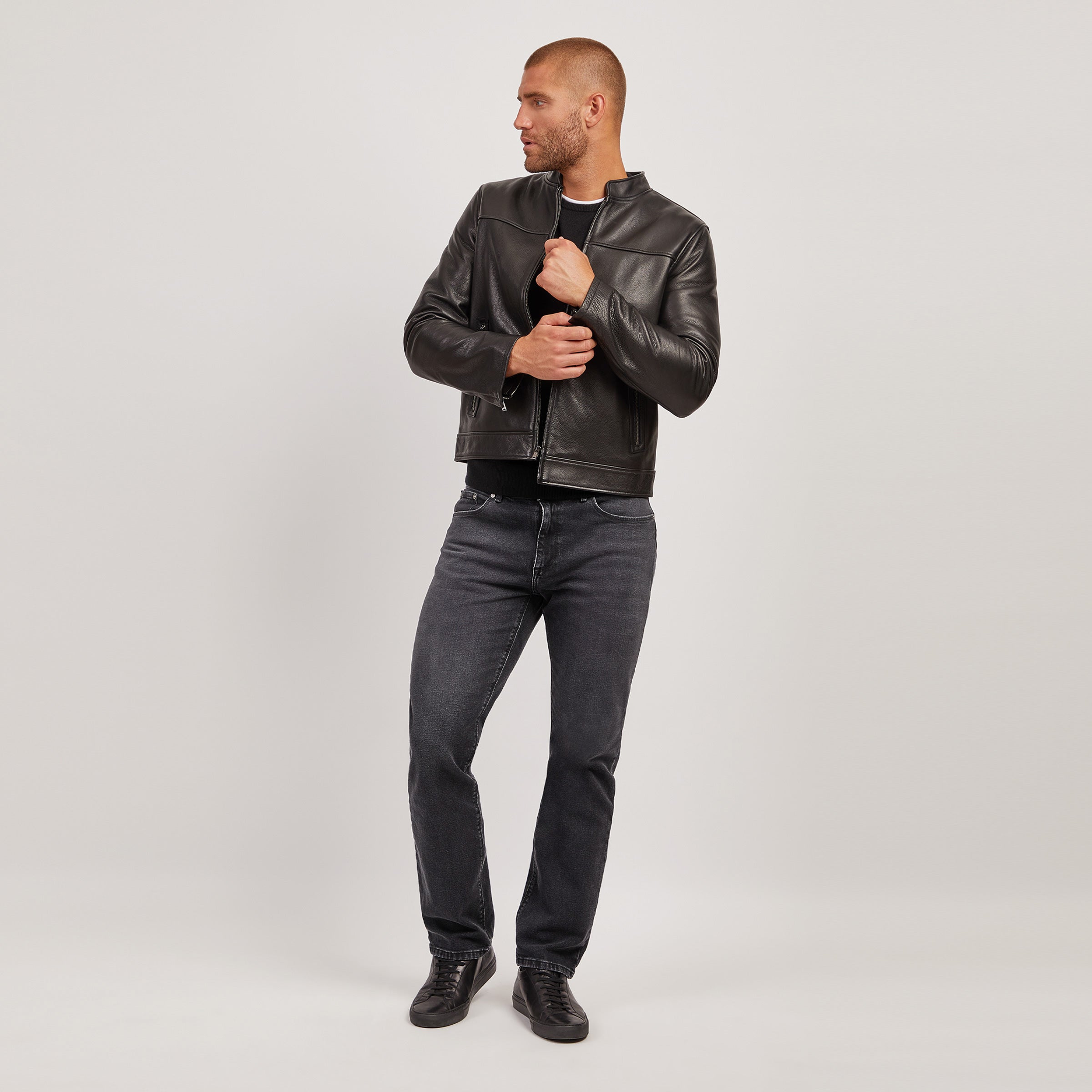 Men wearing Dark Gray Straight Allen Jeans