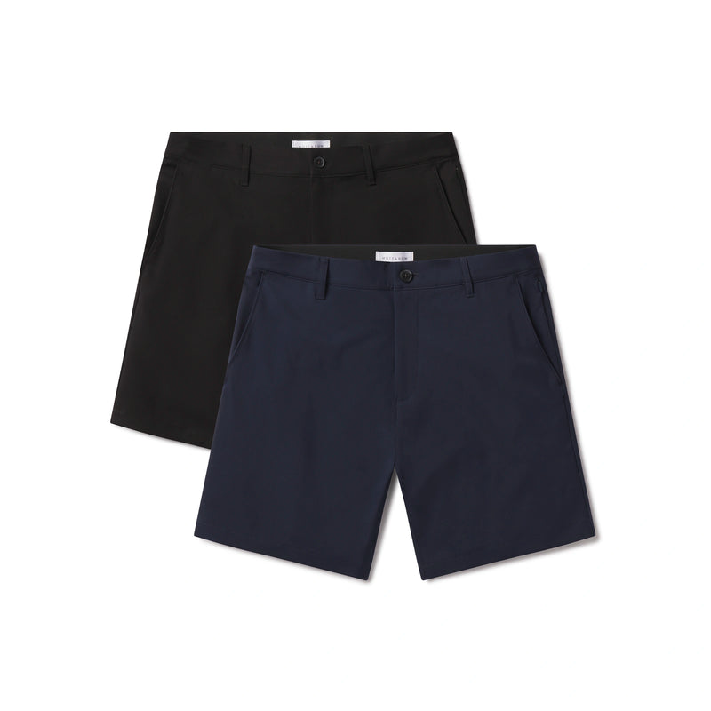Men wearing Black/Navy Tech Short 2-Pack shorts