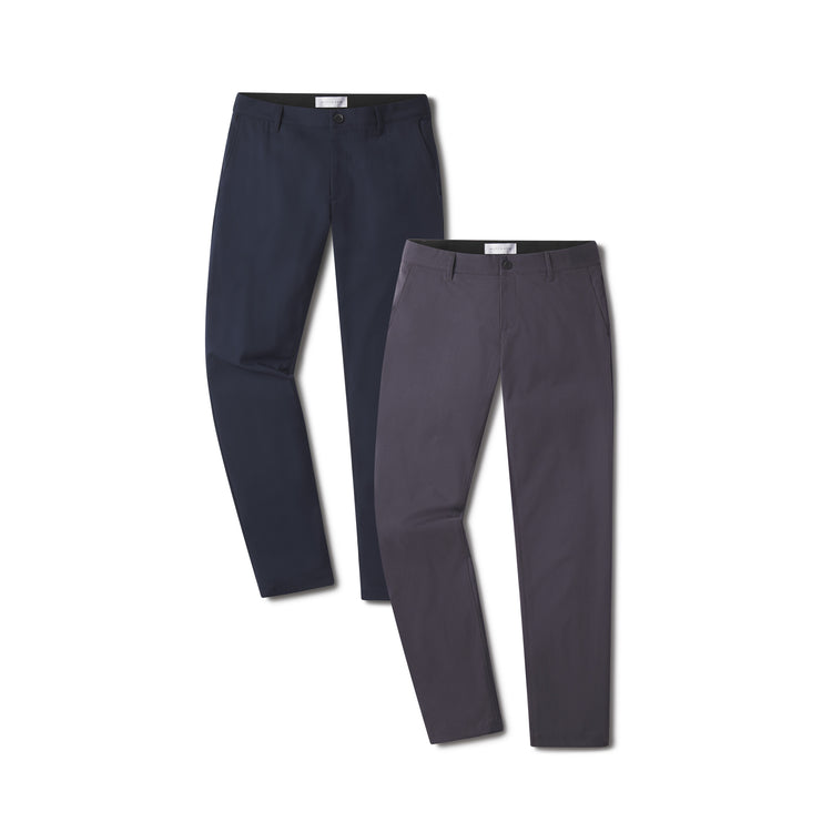  wearing Granite/Navy Slim Tech Pants 2-Pack