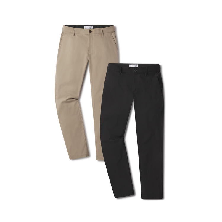  wearing Khaki/Black Slim Tech Pants 2-Pack