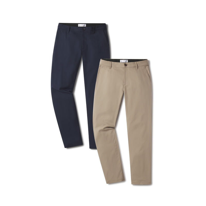  wearing Navy/Khaki Slim Tech Pants 2-Pack pants
