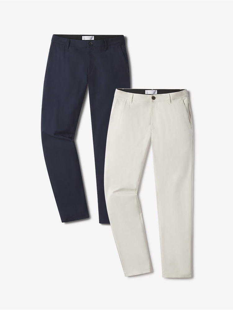  wearing Navy/Stone Slim Tech Pants 2-Pack