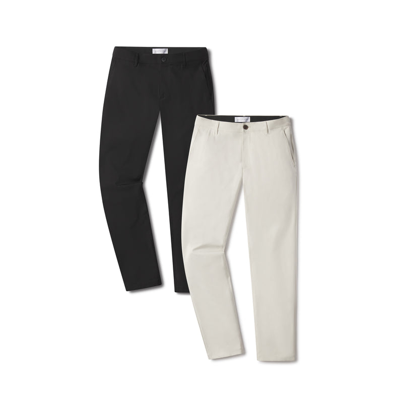  wearing Stone/Black Slim Tech Pants 2-Pack pants