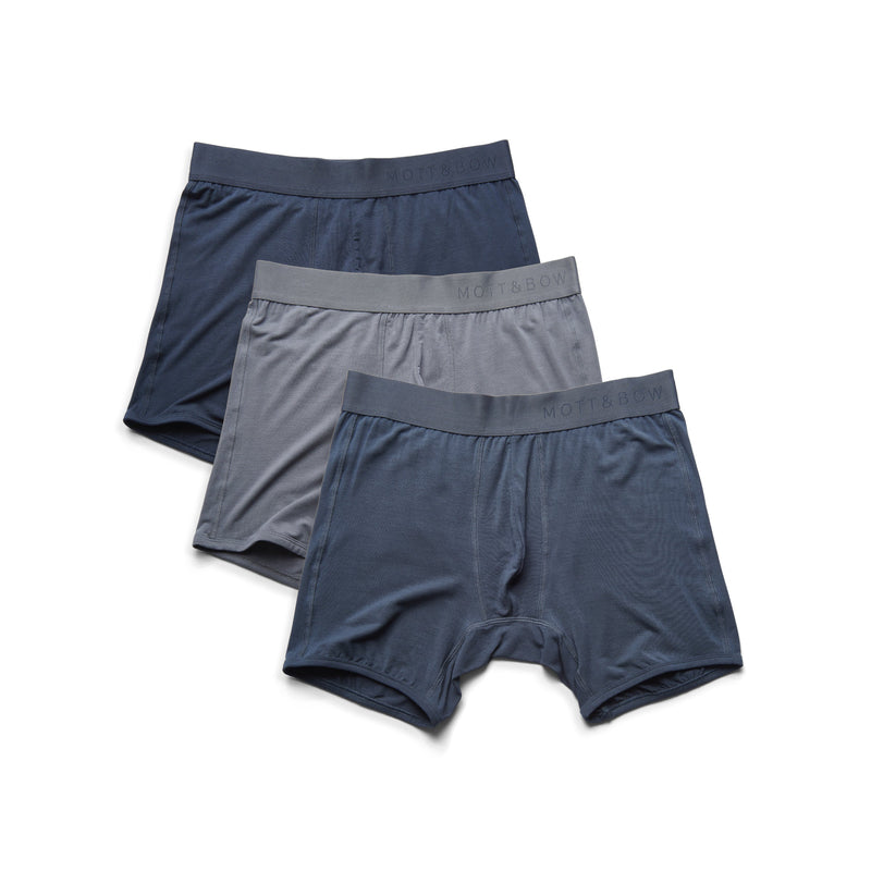 Men wearing Navy/Steel Gray/Gray Boxer Brief 3-Pack underwear